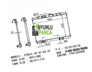 NİSSAN XTRAİL SU RADYATÖRÜ 2001 -- 2005