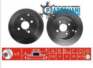 TOYOTA COROLLA FREN DİSKİ ARKA 2002 - 2007